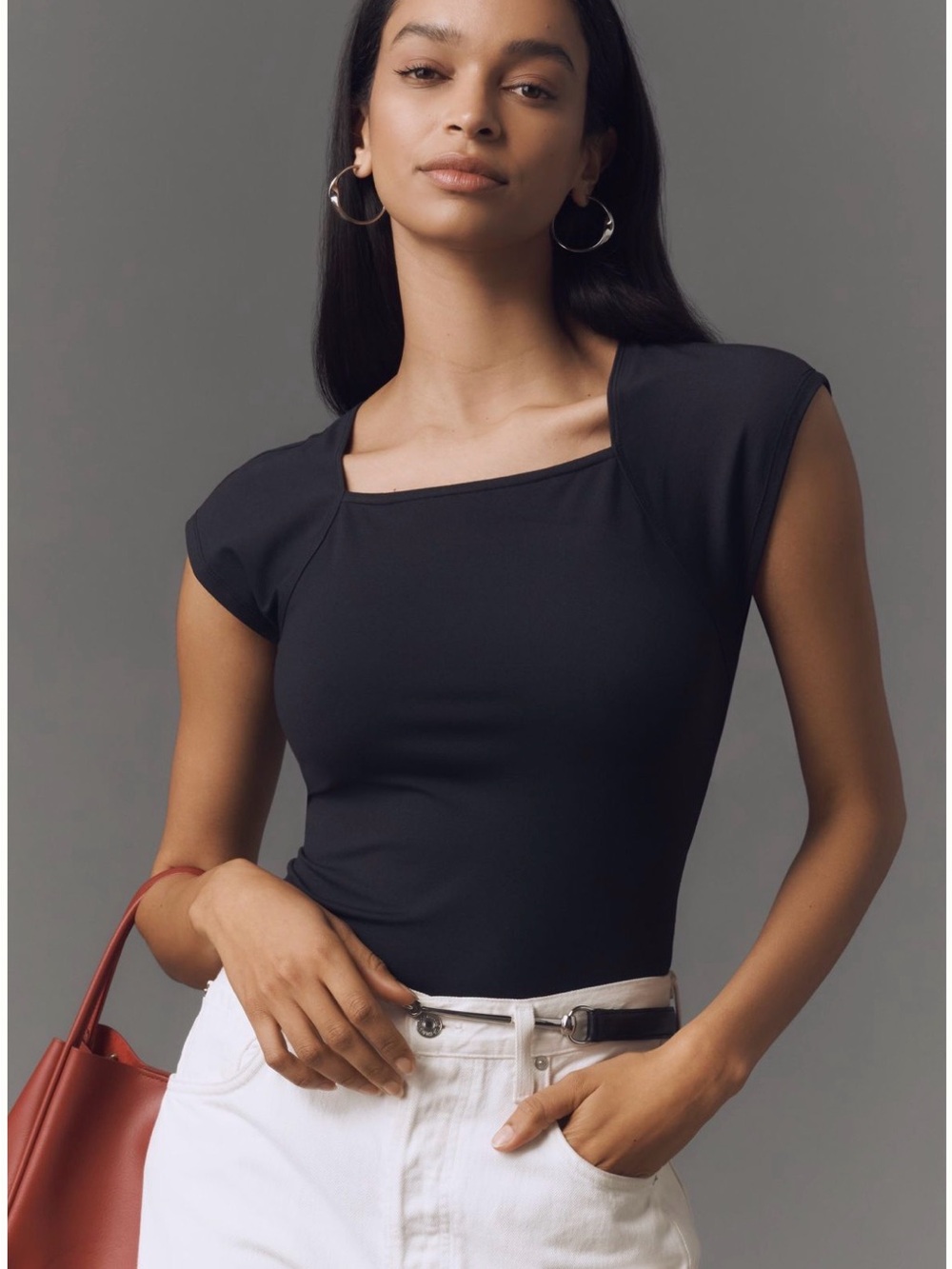 NWT By Anthropologie Short-Sleeve Square-Neck Bodysuit Size M
